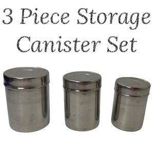 Stainless Canisters Tins Storage Containers Silver Chrome 3 piece  Canister Set